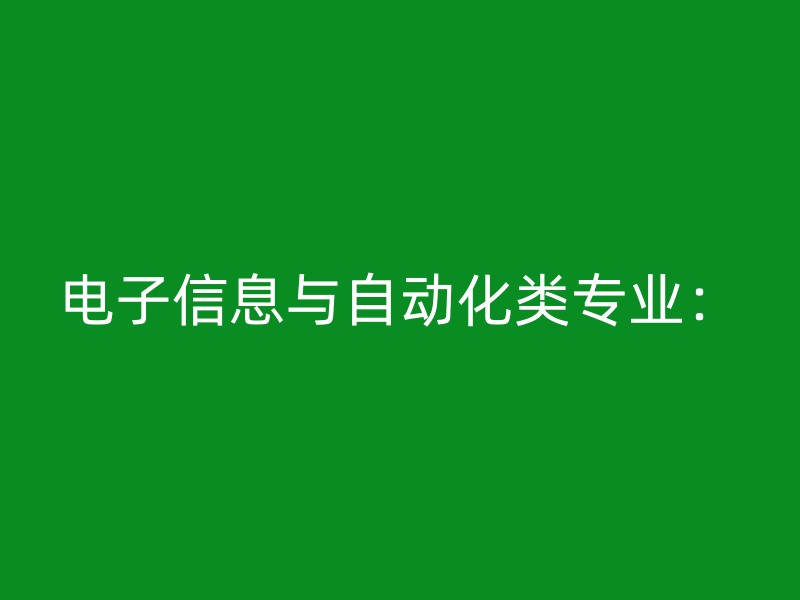 电子信息与自动化类专业：