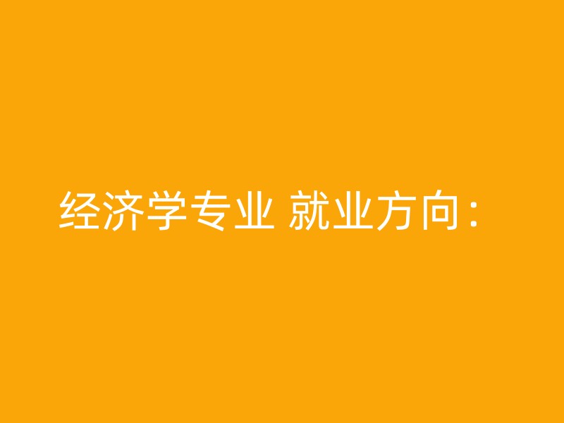 经济学专业 就业方向：