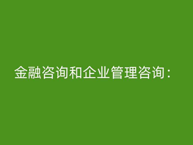 金融咨询和企业管理咨询：