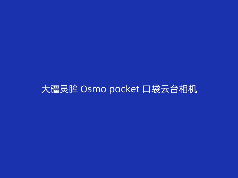 大疆灵眸 Osmo pocket 口袋云台相机