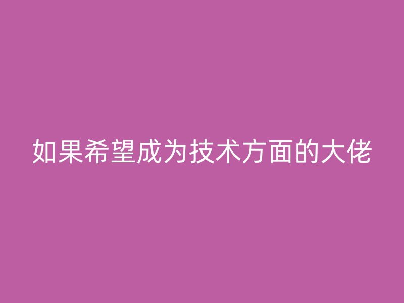 如果希望成为技术方面的大佬