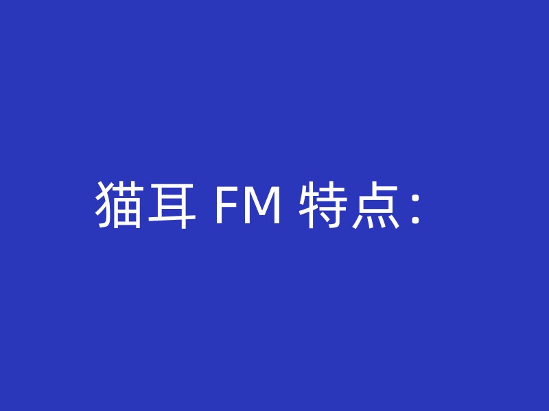 猫耳 FM 特点：