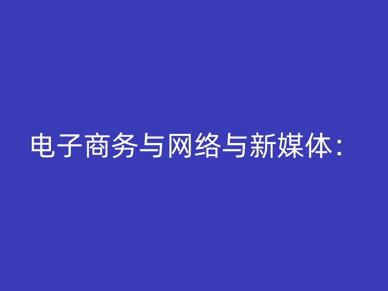 电子商务与网络与新媒体：