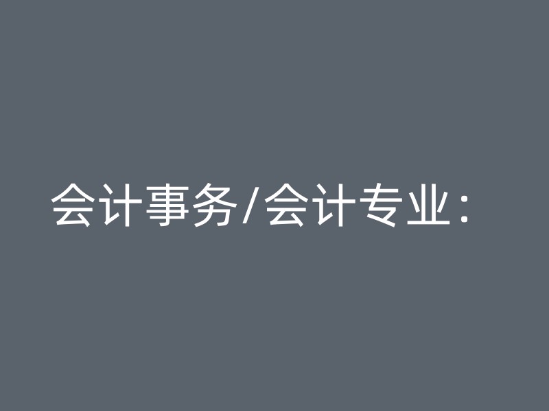 会计事务/会计专业：