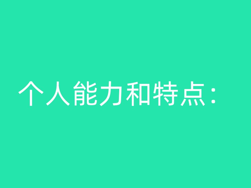 个人能力和特点：