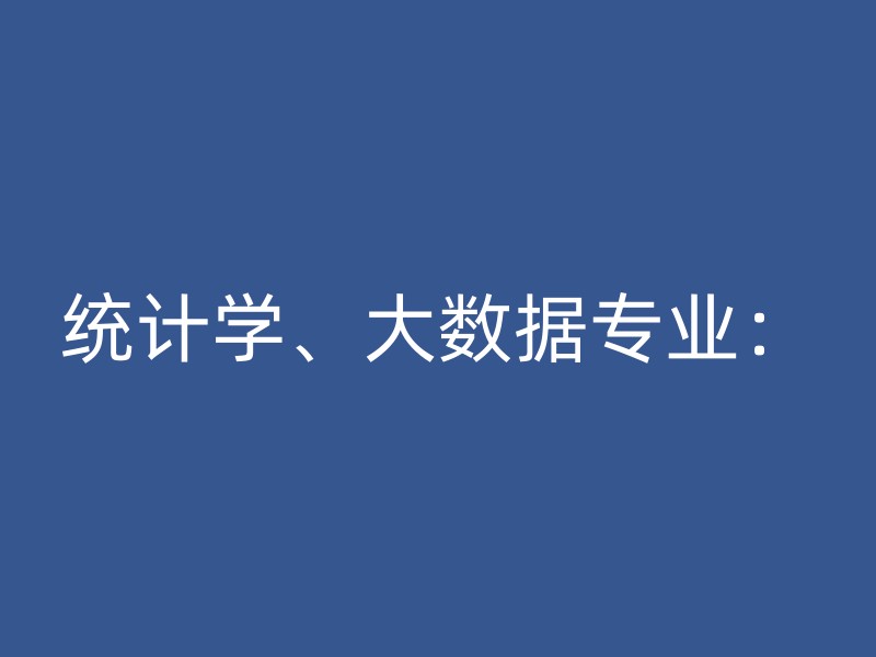 统计学、大数据专业：