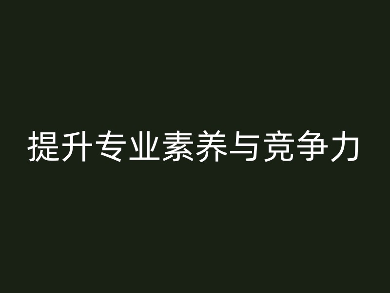 提升专业素养与竞争力