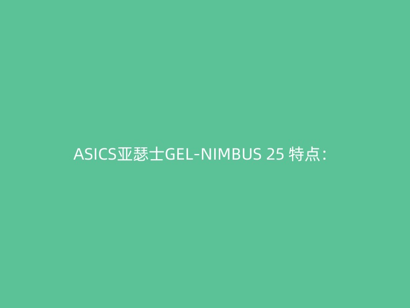 ASICS亚瑟士GEL-NIMBUS 25 特点：