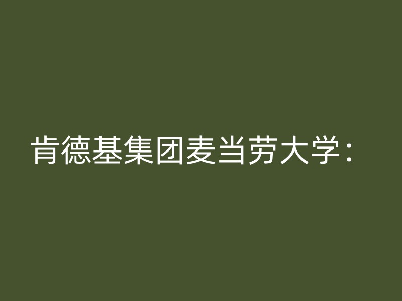 肯德基集团麦当劳大学：