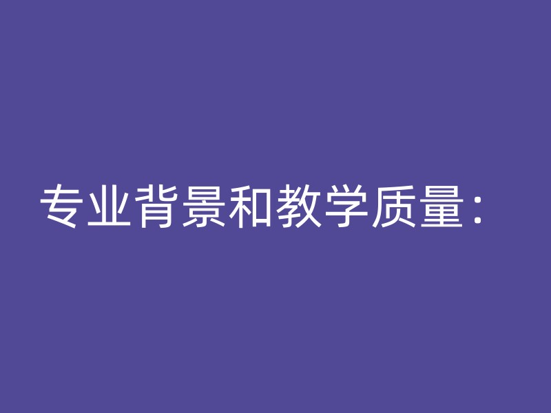 专业背景和教学质量：