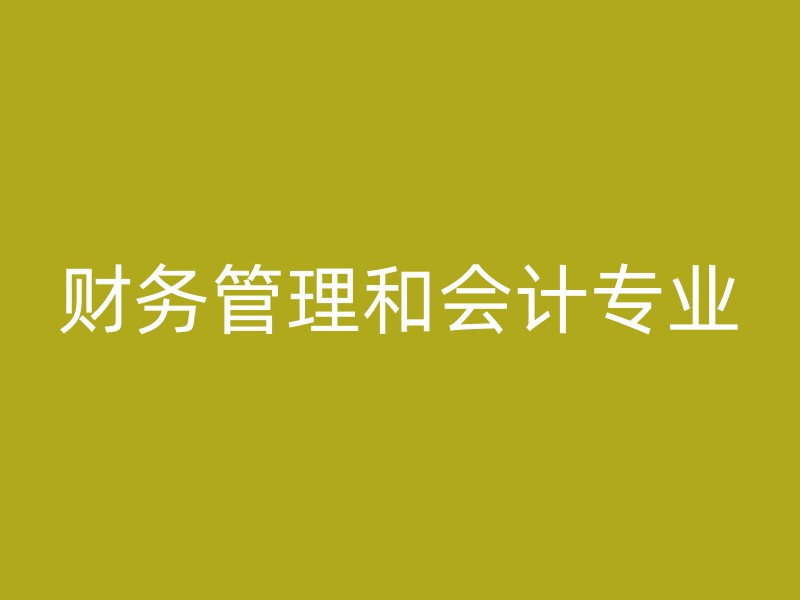 财务管理和会计专业