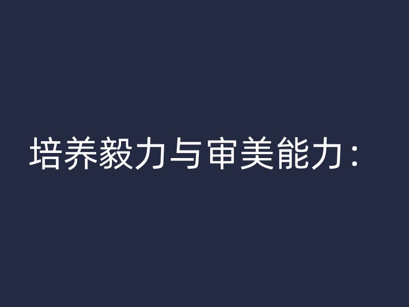 培养毅力与审美能力：