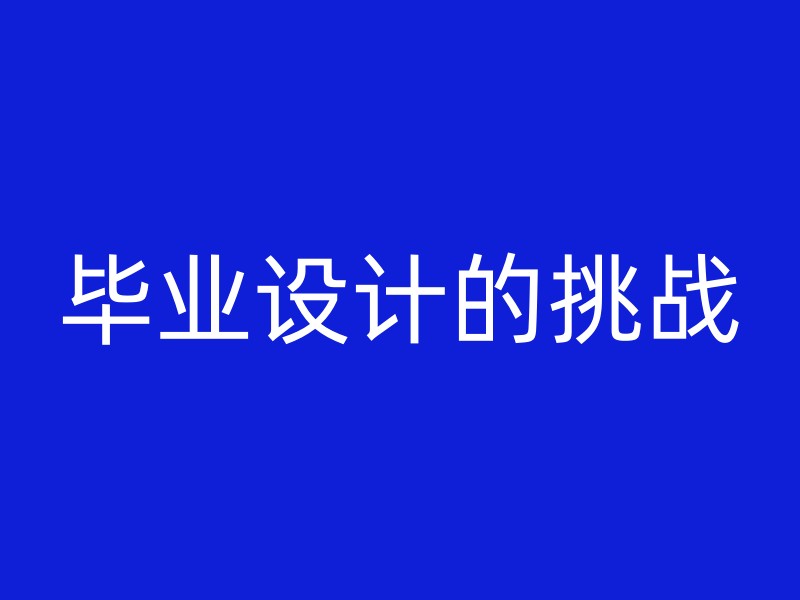 毕业设计的挑战