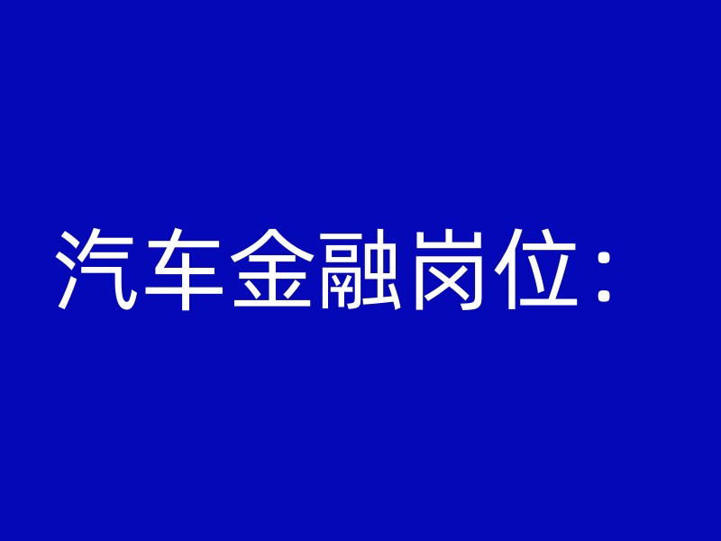 汽车金融岗位：