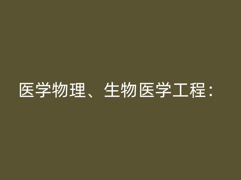 医学物理、生物医学工程：