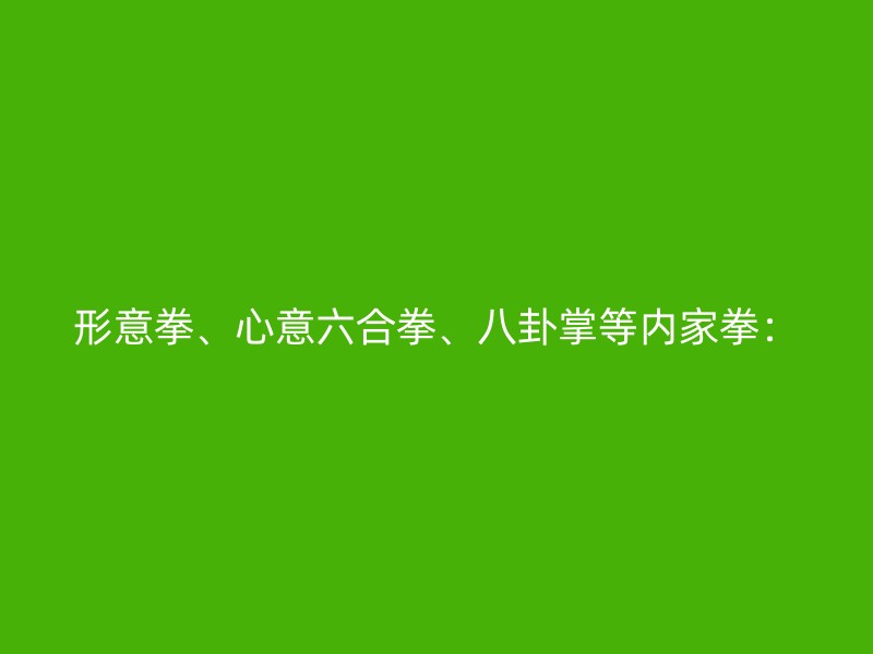 形意拳、心意六合拳、八卦掌等内家拳：