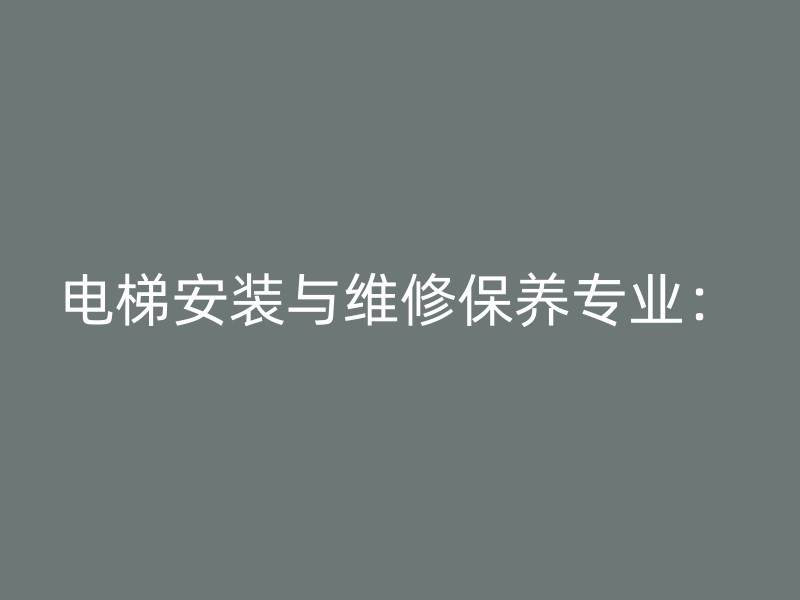 电梯安装与维修保养专业：