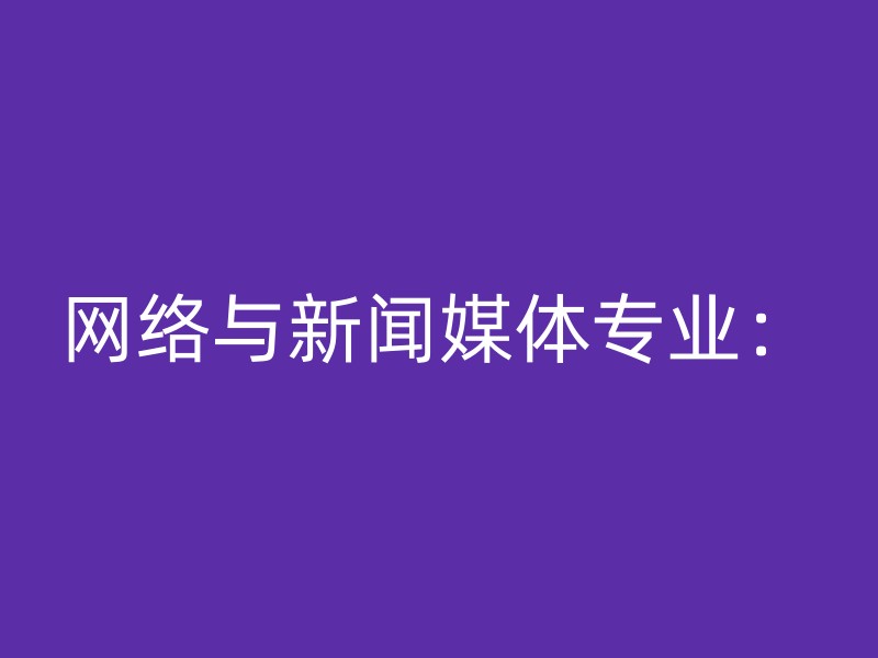 网络与新闻媒体专业：