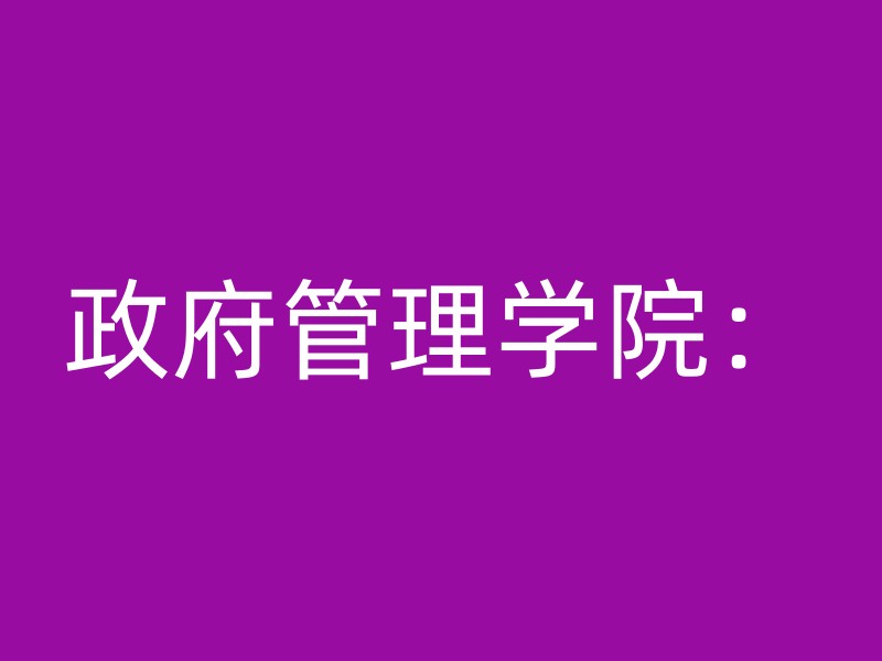 政府管理学院：