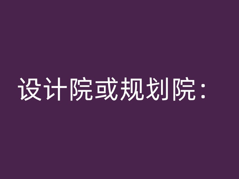 设计院或规划院：