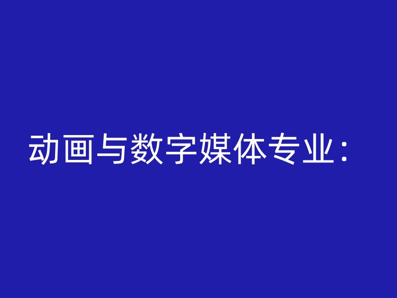 动画与数字媒体专业：