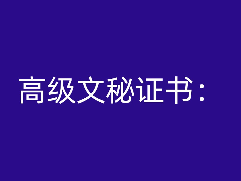 高级文秘证书：