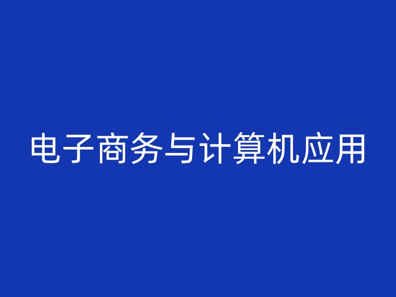 电子商务与计算机应用