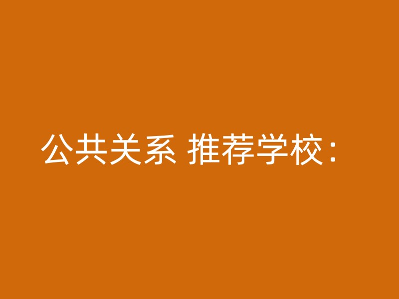 公共关系 推荐学校：