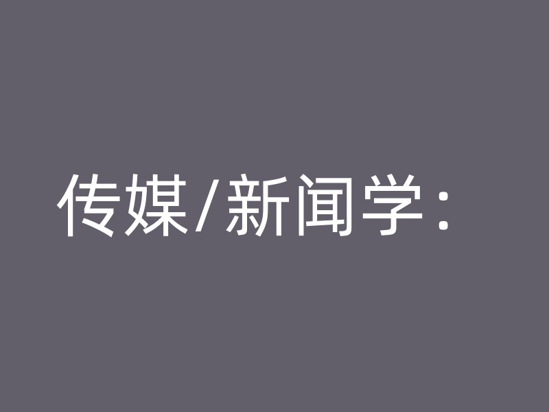 传媒/新闻学：