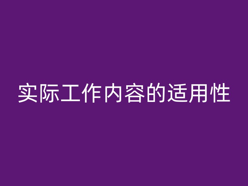 实际工作内容的适用性