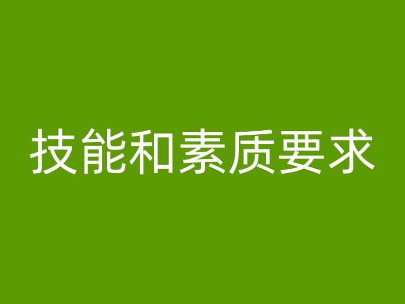 技能和素质要求