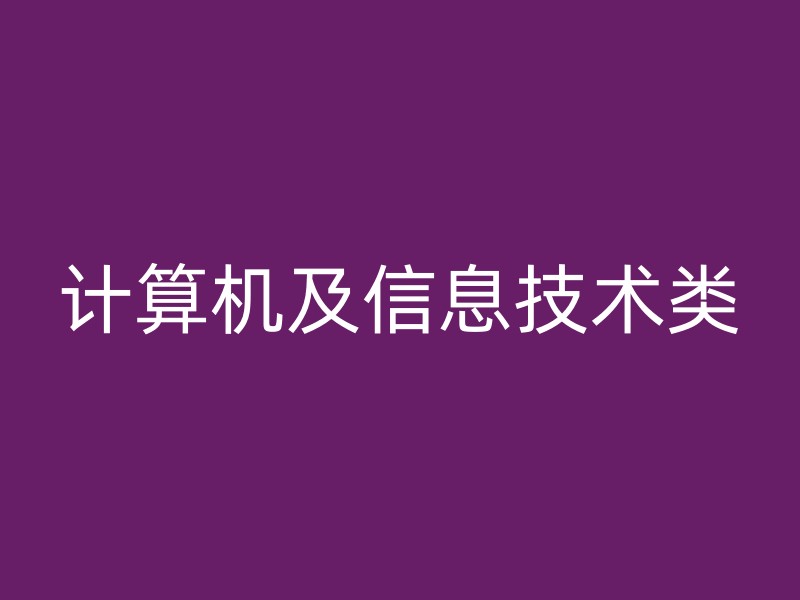 计算机及信息技术类