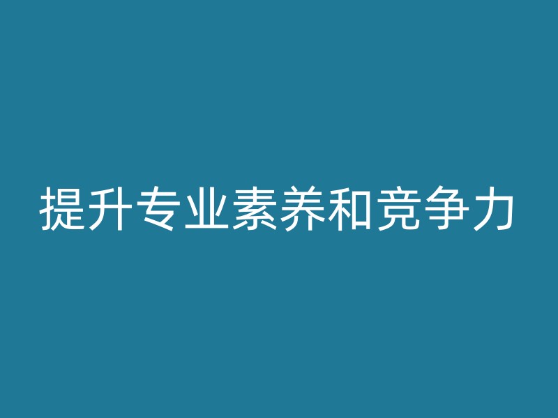 提升专业素养和竞争力