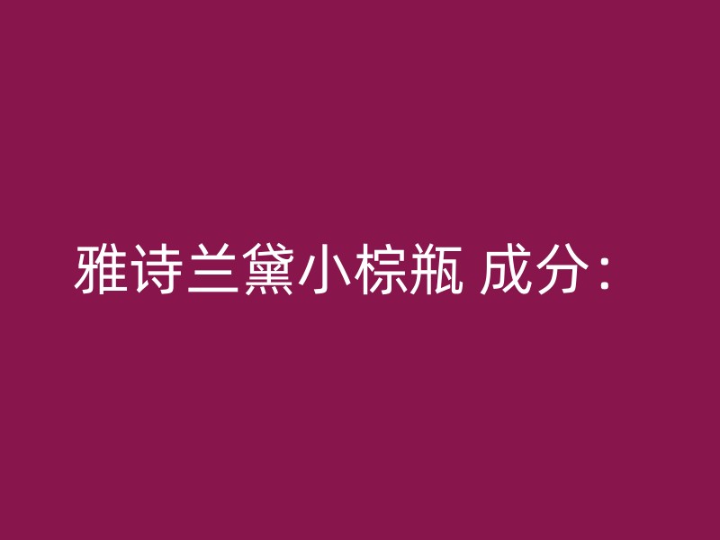 雅诗兰黛小棕瓶 成分：