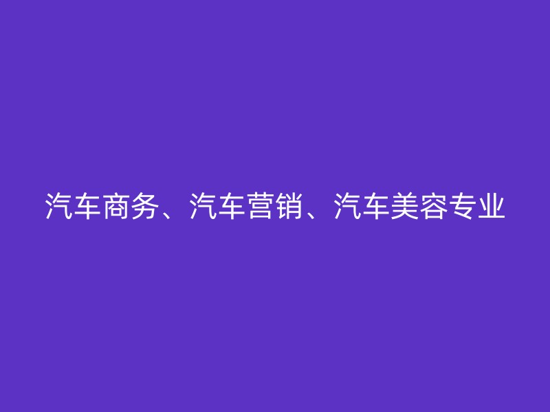 汽车商务、汽车营销、汽车美容专业