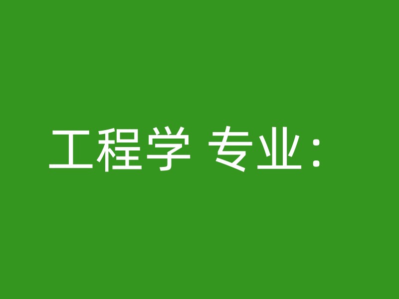 工程学 专业：