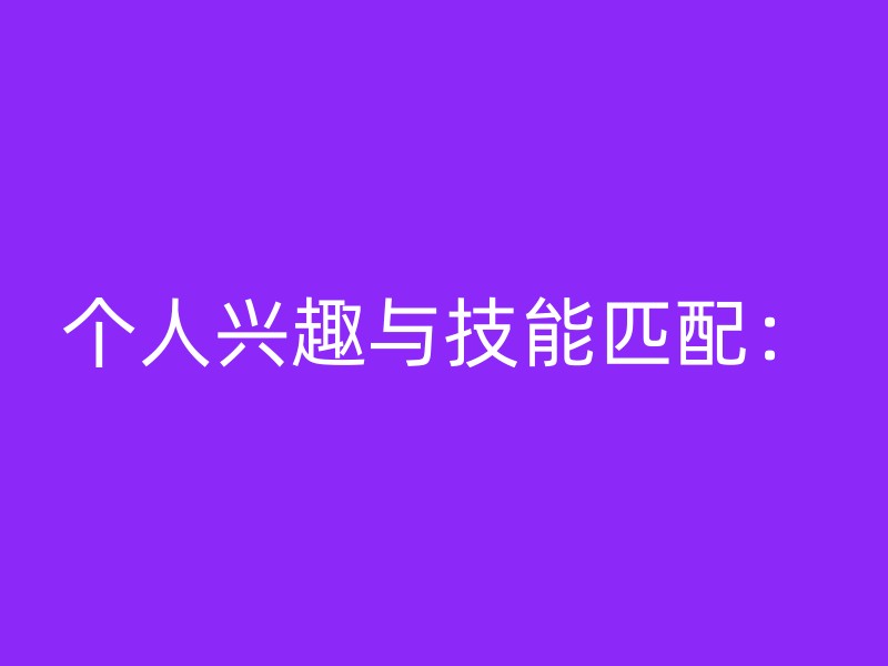 个人兴趣与技能匹配：