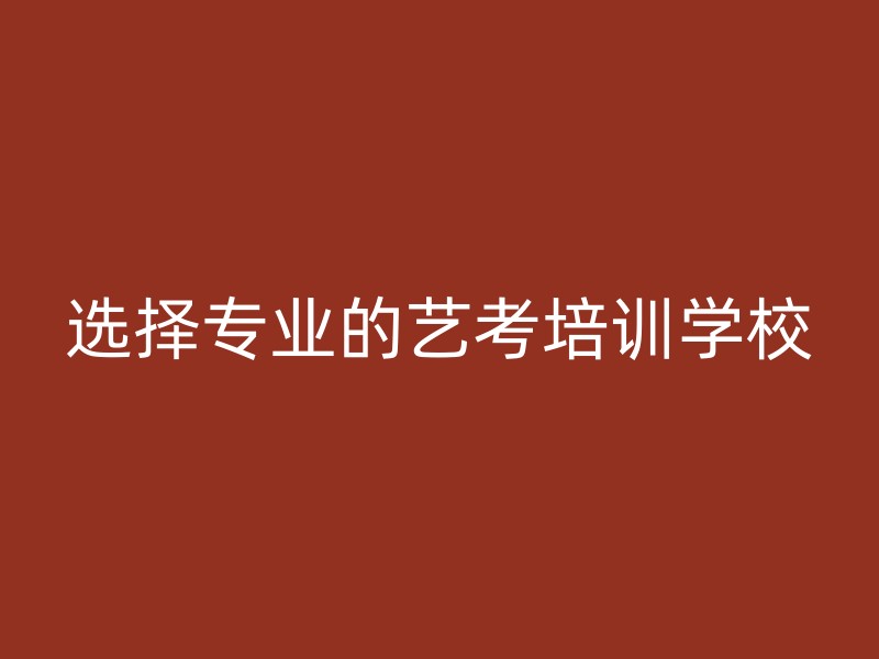 选择专业的艺考培训学校