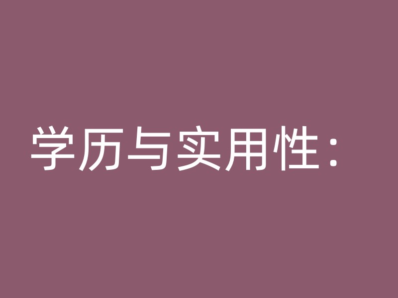 学历与实用性：