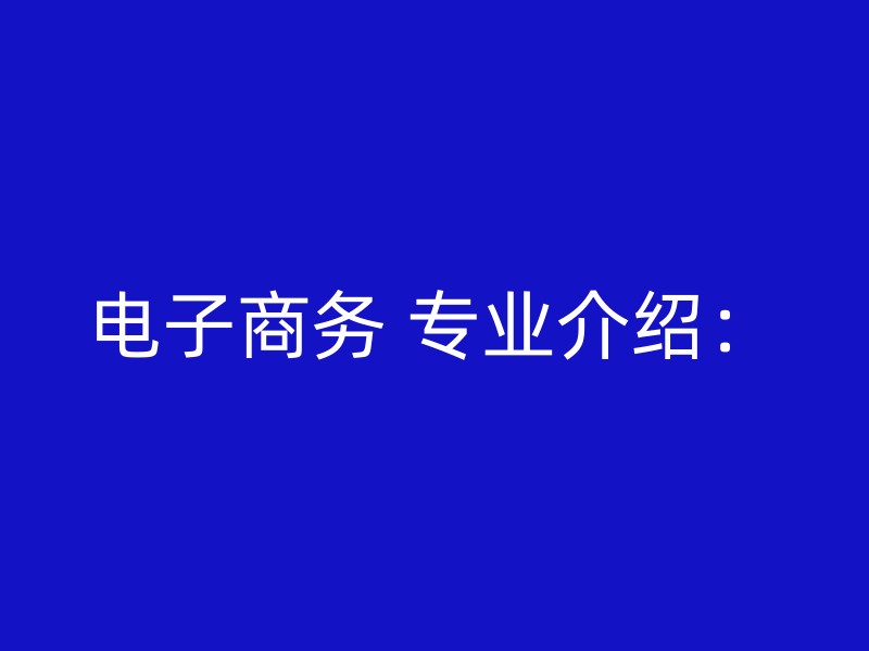 电子商务 专业介绍：