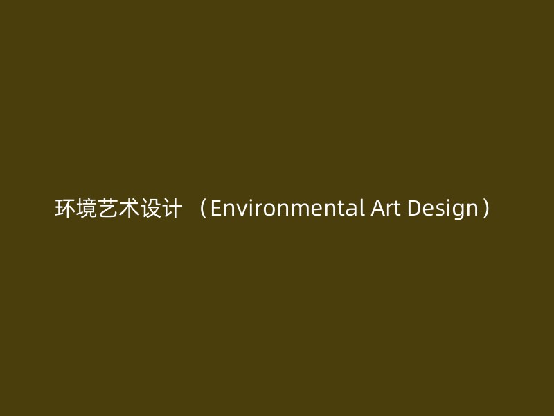 环境艺术设计 （Environmental Art Design）