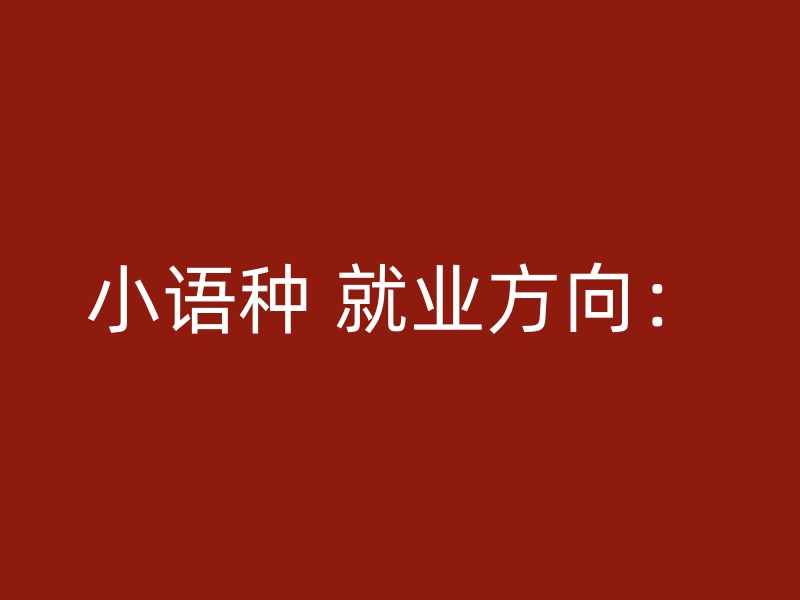 小语种 就业方向：