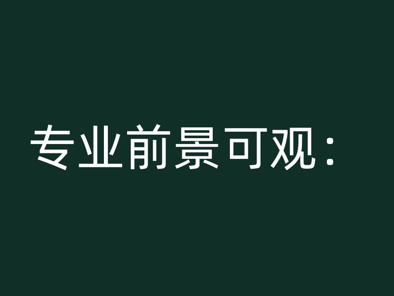 专业前景可观：