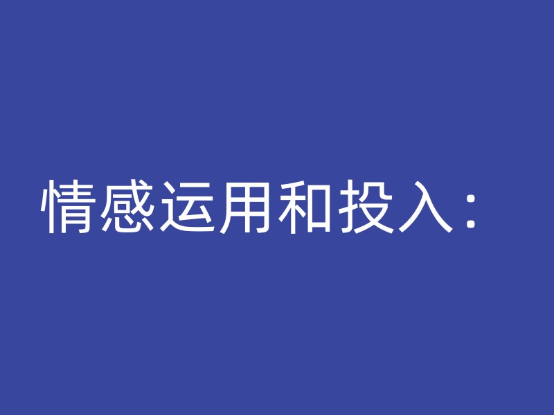 情感运用和投入：