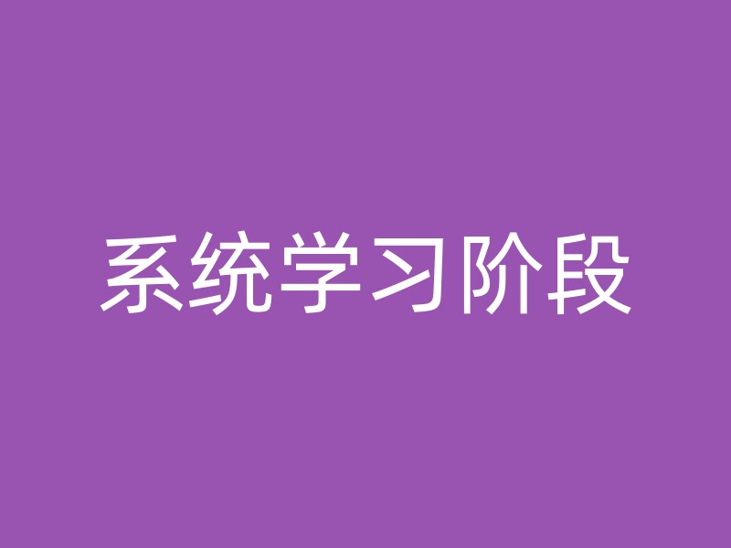 系统学习阶段