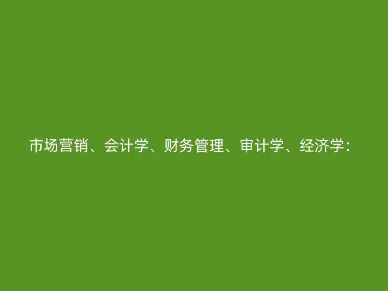 市场营销、会计学、财务管理、审计学、经济学：