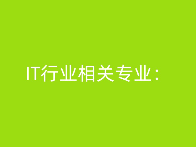 IT行业相关专业：