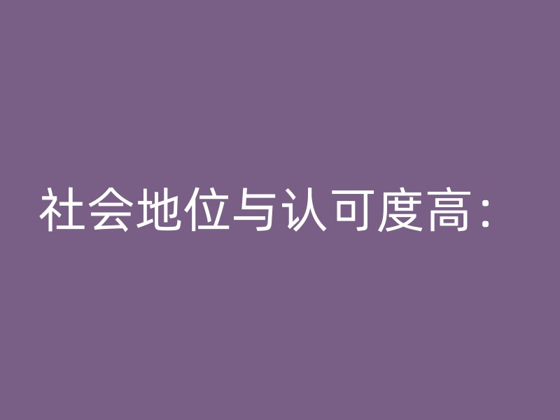 社会地位与认可度高：