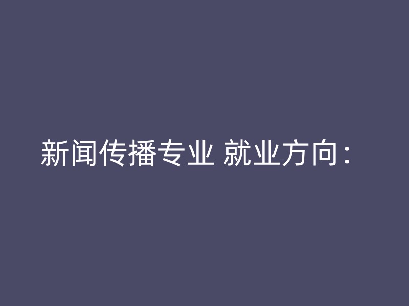 新闻传播专业 就业方向：