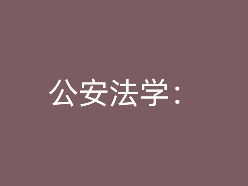 公安法学：